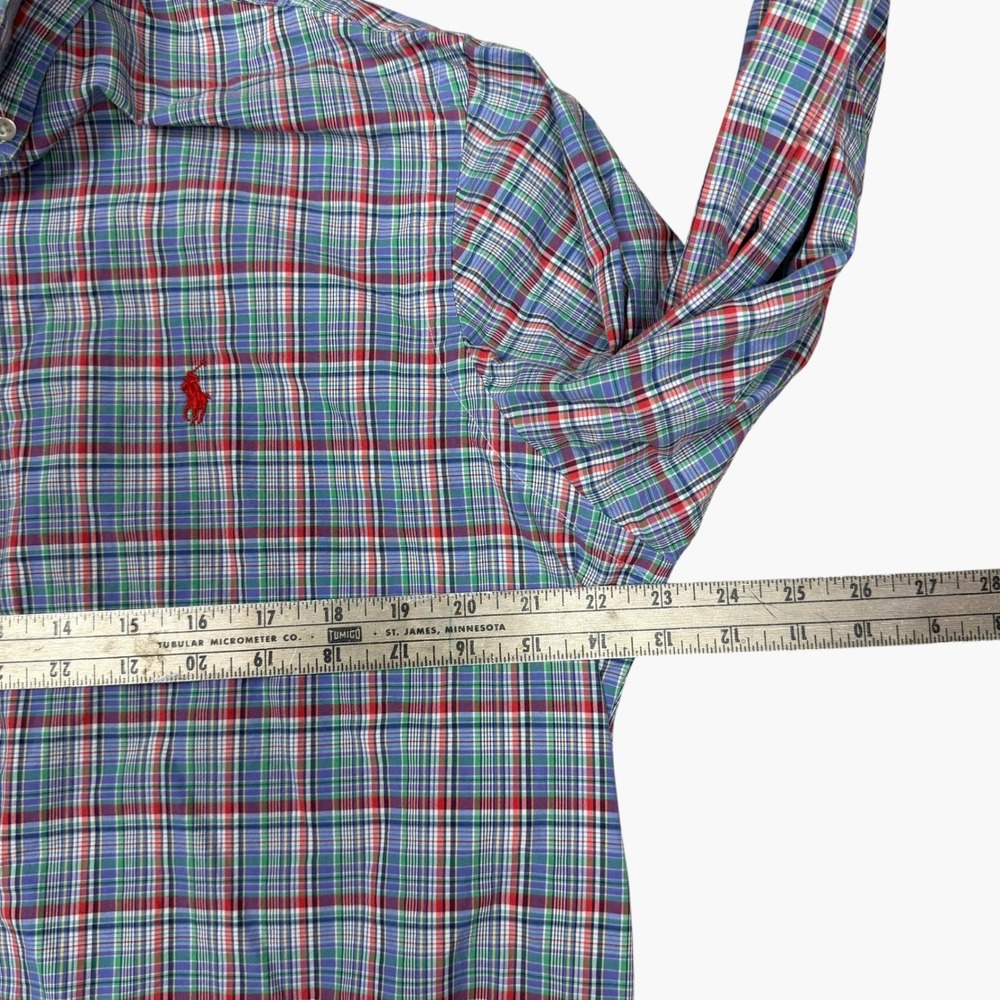 Ralph Lauren Mens Large Plaid Button Down Shirt Long Sleeve Multi Color Cotton - Picture 5 of 7